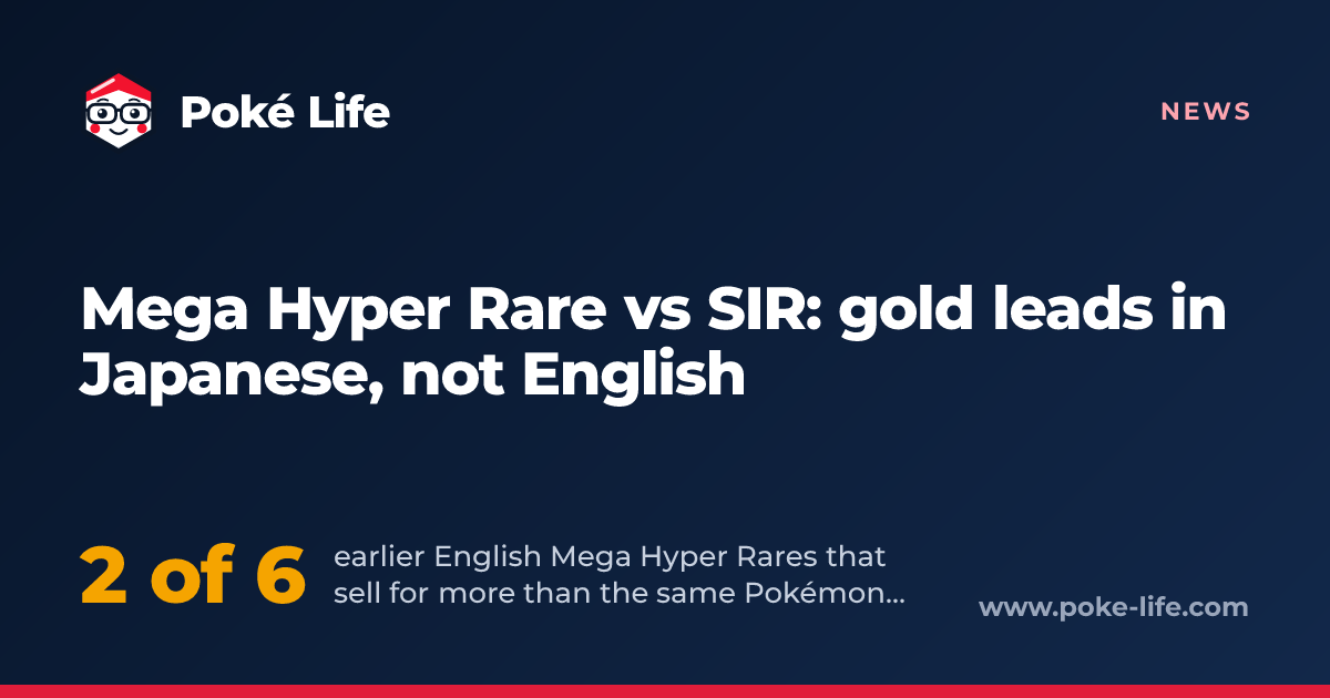 2 of 6 earlier English Mega Hyper Rares that sell for more than the same Pokémon's SIR: Mega Hyper Rares beat their SIR on price 5 of 6 times in Japanese, but only 2 in English